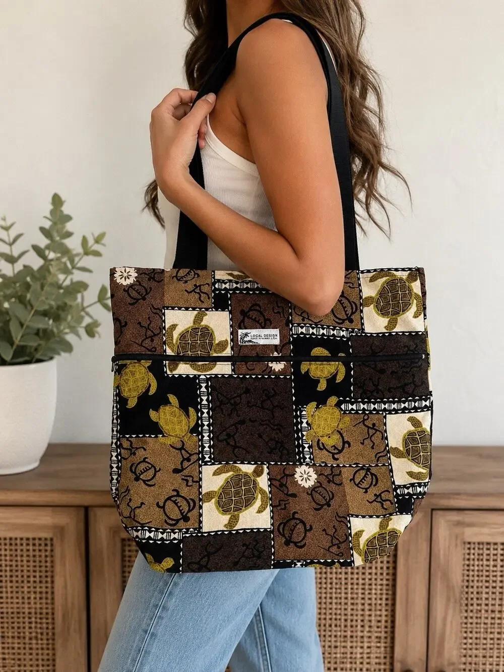 Local Design Made in Hawaii COTTON TOTE BAG Classic Design Island Aloha Wear Bag - Picture 1 of 12